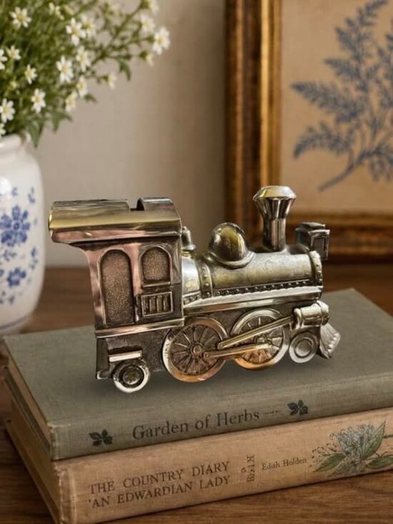 International Silver Other - Vintage International Silver Train Bank Silverplate Locomotive Shelf Decor Baby